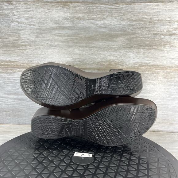 NAOT Womens Flirt Brown Leather T-strap Platform Wedge Sandals Size EU 37 US 6.5 - Picture 6 of 6